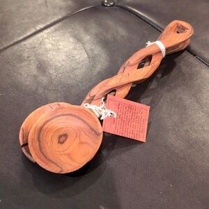 Twisted handle wooden salad server